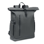 Rolltop-Rucksack 600D RPET Grau als Werbeartikel mit Logodruck