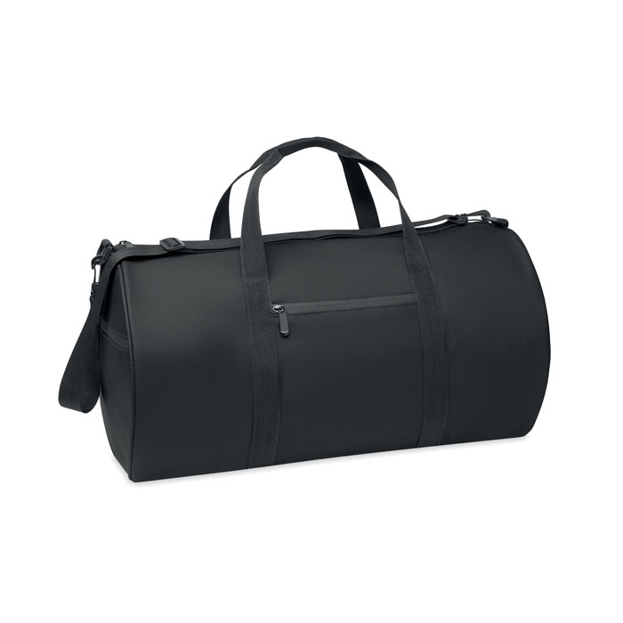 Sport-/Reisetasche 600D RPET Schwarz als Werbeartikel mit Logodruck