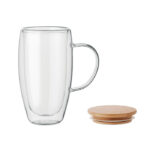 Doppelwandiger Glasbecher 450ml, geöffnet dargestellt