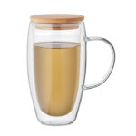 Doppelwandiger Glasbecher 450ml – Vorderansicht