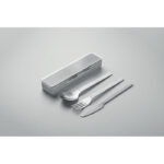 Besteck-Set Edelstahl Grau, Detailaufnahme des Materials