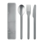 Besteck-Set Edelstahl Grau von oben