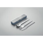 Besteck-Set Edelstahl Blau, Detailaufnahme des Materials
