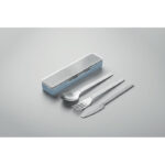 Besteck-Set Edelstahl Blau, Detailaufnahme des Materials