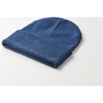 Beanie mit Bündchen Blau, Detailaufnahme des Materials