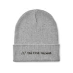 Beanie mit Bündchen Grau mit markiertem Druckbereich für Ihr Logo