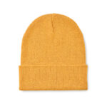Beanie mit Bündchen Gelb als Werbeartikel mit Logodruck
