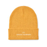 Beanie mit Bündchen Gelb mit markiertem Druckbereich für Ihr Logo
