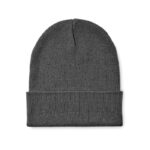 Beanie mit Bündchen Grau als Werbeartikel mit Logodruck