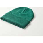 Beanie mit Bündchen Gruen, Detailaufnahme des Materials