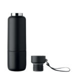 Doppelwandige Flasche 500ml Schwarz, geöffnet dargestellt