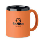 Keramikbecher für Laser 300 ml Orange mit markiertem Druckbereich für Ihr Logo