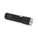 Wiederaufladbare Taschenlampe Schwarz als Werbeartikel mit Logodruck