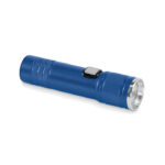 Wiederaufladbare Taschenlampe Blau als Werbeartikel mit Logodruck