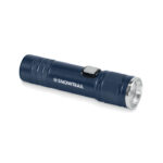 Wiederaufladbare Taschenlampe Blau mit markiertem Druckbereich für Ihr Logo