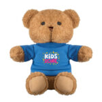 Teddybär mit T-Shirt 23cm Blau mit markiertem Druckbereich für Ihr Logo