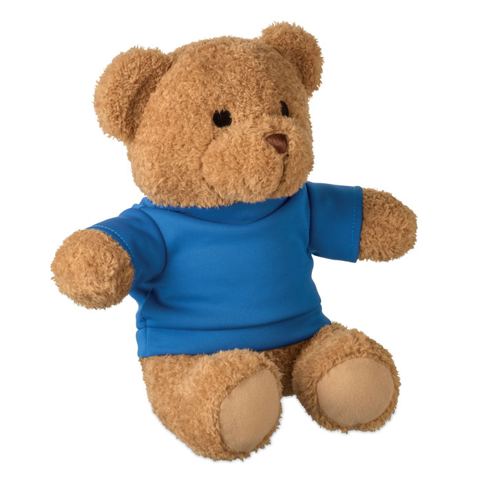 Teddybär mit T-Shirt 23cm Blau als Werbeartikel mit Logodruck