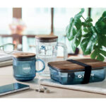 Gerippter Glasbecher 300ml mit markiertem Druckbereich für Ihr Logo