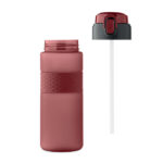 Trinkflasche RPET 700ml Rot, geöffnet dargestellt