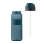 Trinkflasche RPET 700ml Blau, geöffnet dargestellt