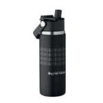 Isolierflasche 500 ml Schwarz mit markiertem Druckbereich für Ihr Logo