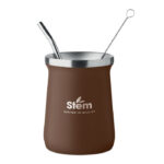 Yerba-Mate-Becher 240ml Braun mit markiertem Druckbereich für Ihr Logo