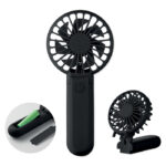 Klappbarer Ventilator Schwarz als Werbeartikel mit Logodruck