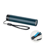 Wiederaufladbare Taschenlampe Blau als Werbeartikel mit Logodruck