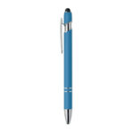 Druckkugelschreiber mit Stylus Blau, Seitenansicht