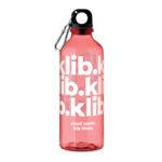 Trinkflasche RPET 500ml Rot mit markiertem Druckbereich für Ihr Logo