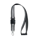 Reflektierendes RPET-Lanyard Schwarz, Rückansicht