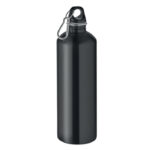 Einwandige Trinkflasche 1000ml Schwarz als Werbeartikel mit Logodruck