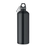 Einwandige Trinkflasche 1000ml Schwarz, Rückansicht