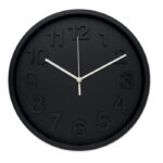 Wanduhr aus PP Schwarz als Werbeartikel mit Logodruck