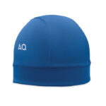 Kühlende Sport-Beanie Blau mit markiertem Druckbereich für Ihr Logo