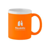 Keramikbecher 300 ml Orange mit markiertem Druckbereich für Ihr Logo