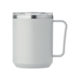 Doppelwandiger Becher 400ml Grau, geöffnet dargestellt