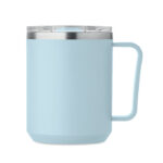 Doppelwandiger Becher 400ml Blau, geöffnet dargestellt