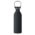 Einwandige Trinkflasche 500 ml Schwarz, geöffnet dargestellt