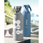Einwandige Trinkflasche 500 ml Grau mit markiertem Druckbereich für Ihr Logo
