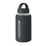 Flasche Borosilikatglas 600ml Schwarz als Werbeartikel mit Logodruck