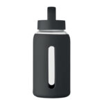 Flasche Borosilikatglas 600ml Schwarz, geöffnet dargestellt
