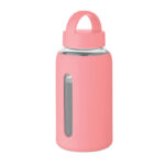 Flasche Borosilikatglas 600ml Rosa als Werbeartikel mit Logodruck