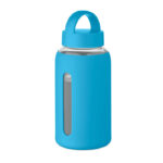 Flasche Borosilikatglas 600ml Blau als Werbeartikel mit Logodruck