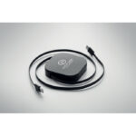 Einziehbares Ladekabel 100W Schwarz mit markiertem Druckbereich für Ihr Logo