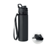 Faltbare Sportflasche Silikon Schwarz als Werbeartikel mit Logodruck