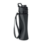 Faltbare Sportflasche Silikon Schwarz, Seitenansicht