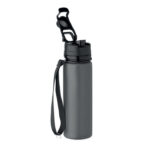 Faltbare Sportflasche Silikon Grau, Rückansicht