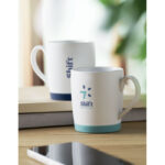 Keramikbecher 300 ml Blau mit markiertem Druckbereich für Ihr Logo