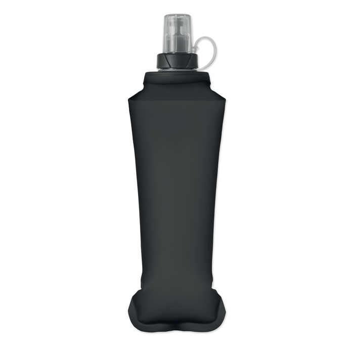 Faltbare Wasserflasche 500ml Schwarz Faltbare Wasserflasche 500ml Schwarz als Werbeartikel mit Logodruck